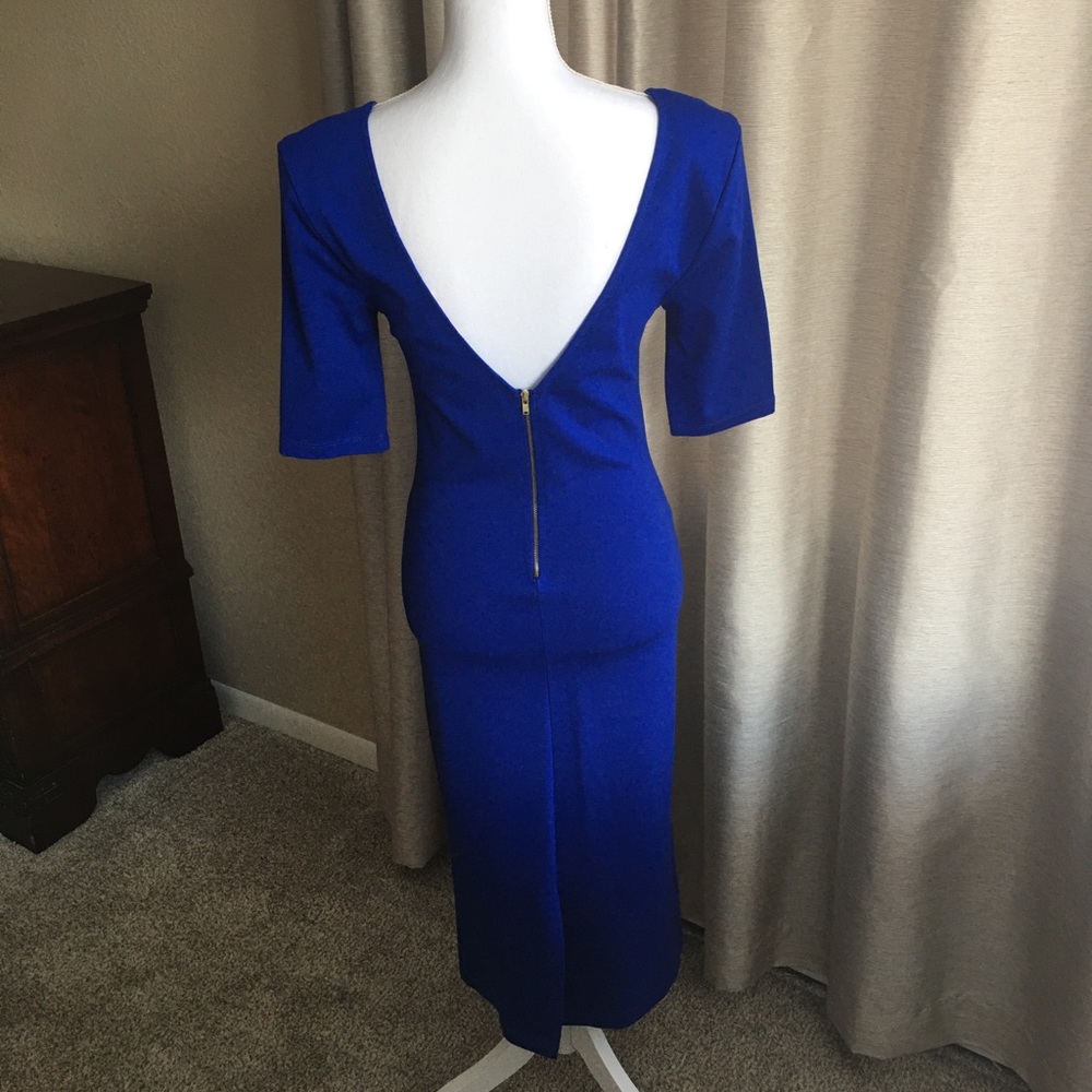 Royal blue fitted midi dress